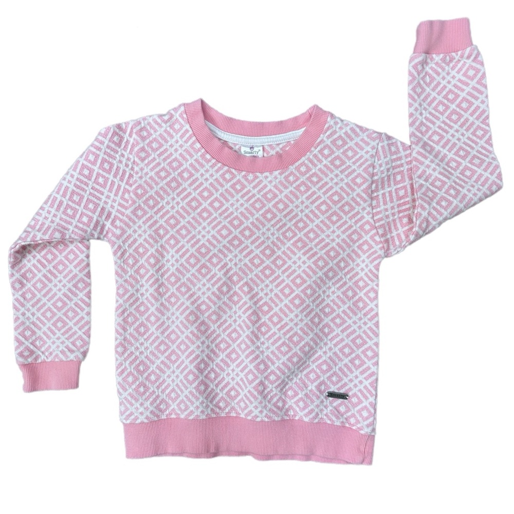 Smarty Pink and White Patterned Girls Sweatshirt